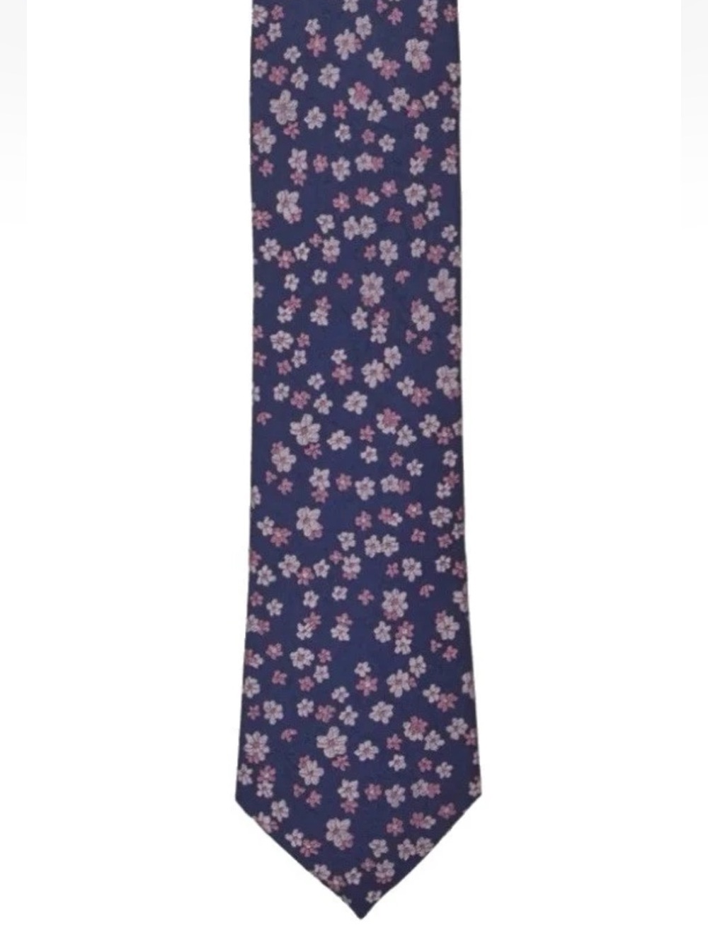 The Tie Bar 100% Silk Dark Purple Tie with Pink Floral Design (2.7 in x 58.5 in)